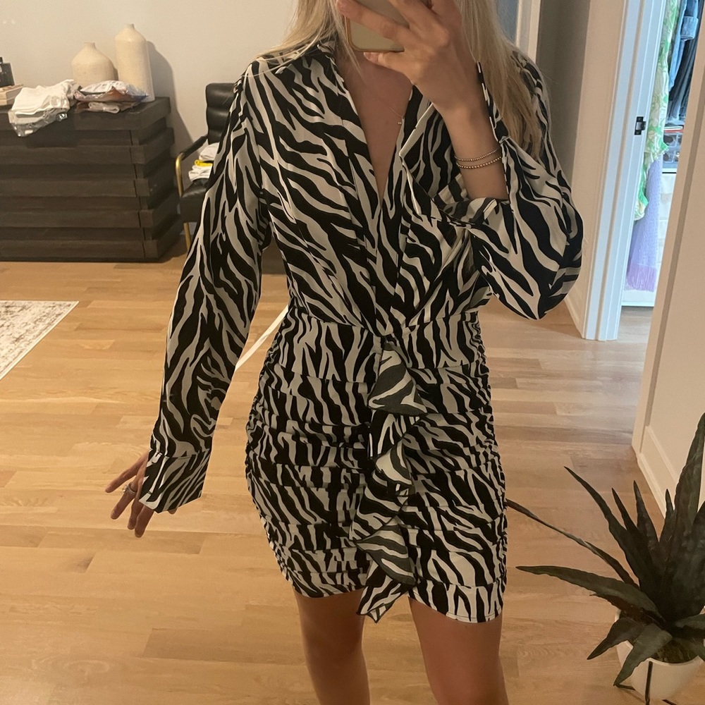 Missguided Zebra Ruffle Dress
